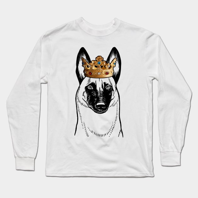 Belgian Malinois Dog King Queen Wearing Crown Long Sleeve T-Shirt by millersye